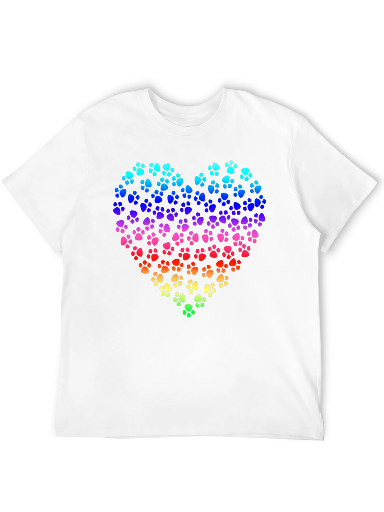 Rainbow Paw Print Heart Black T-Shirt