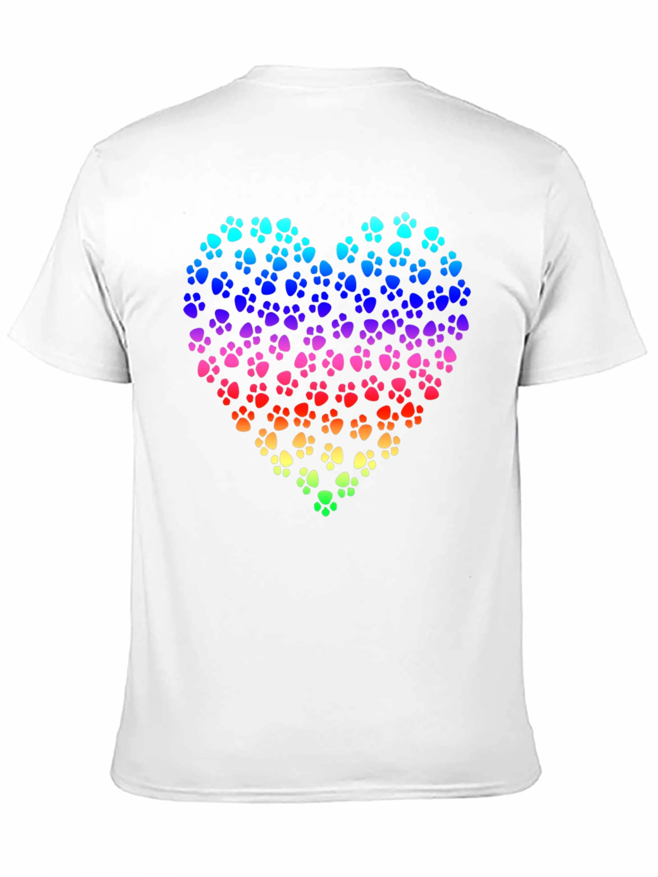 Rainbow Paw Print Heart Black T-Shirt