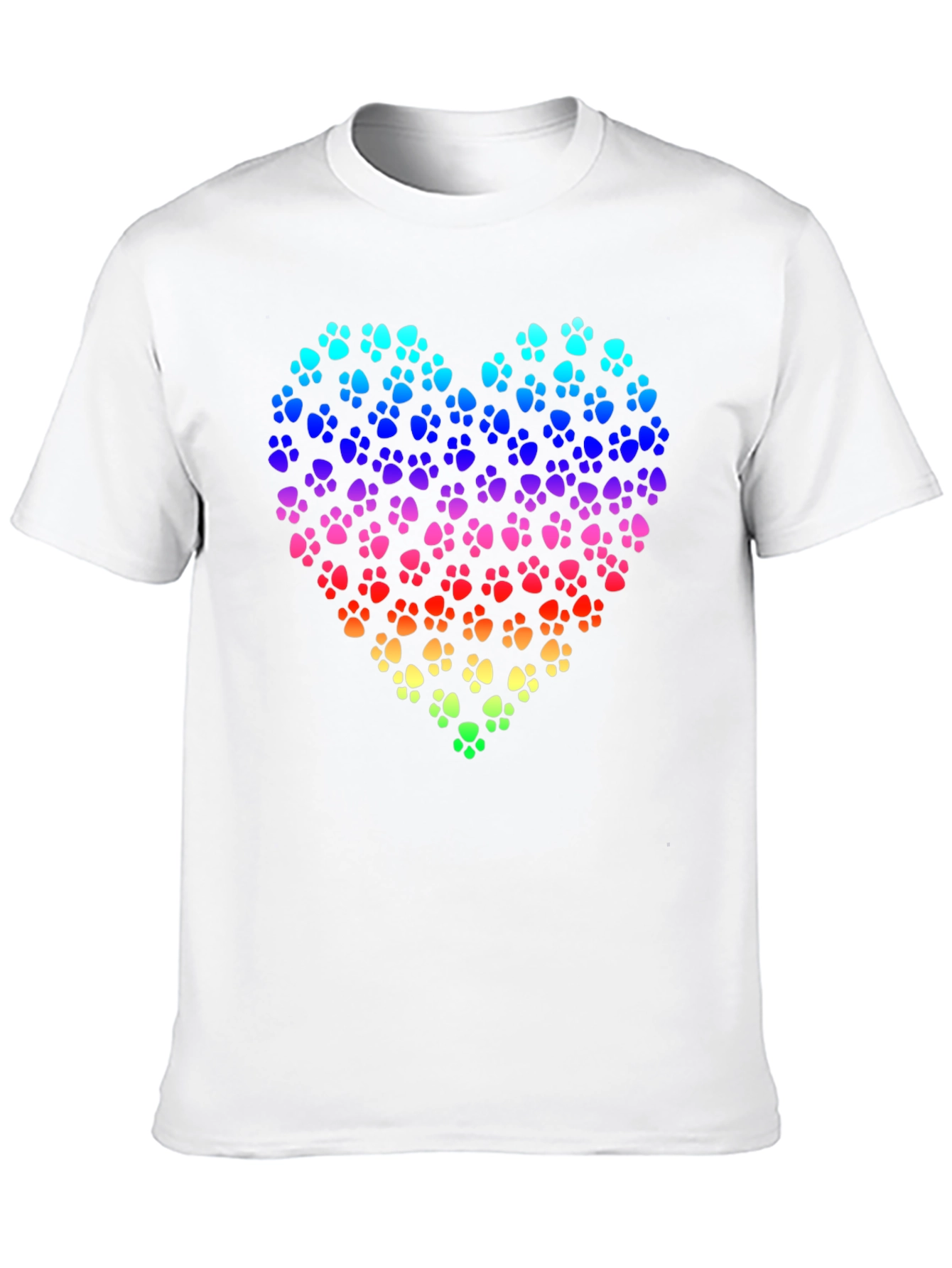 Rainbow Paw Print Heart Black T-Shirt