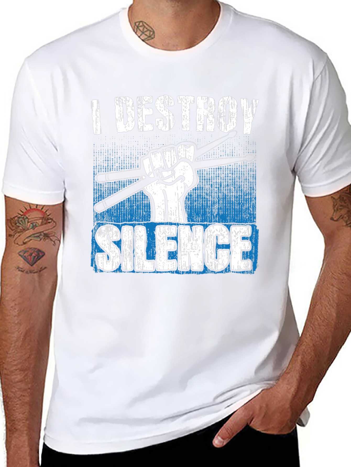 I Destroy Silence Drummer T-Shirt - Music Lover Tee