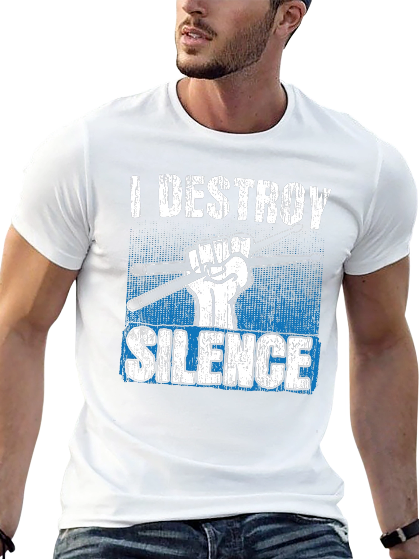 I Destroy Silence Drummer T-Shirt - Music Lover Tee