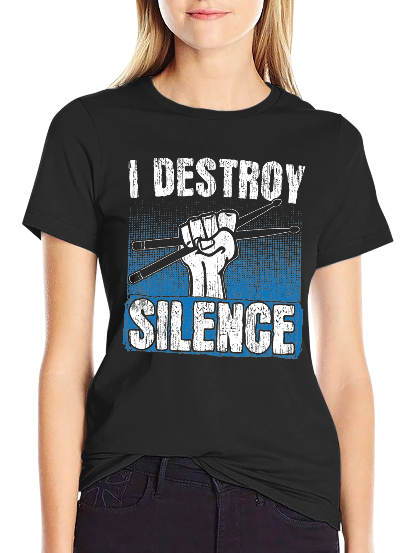 I Destroy Silence Drummer T-Shirt - Music Lover Tee