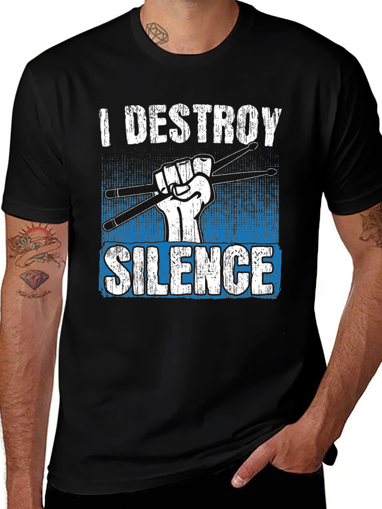 I Destroy Silence Drummer T-Shirt - Music Lover Tee