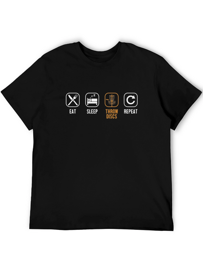 Eat Sleep Throw Discs Repeat Black T-Shirt