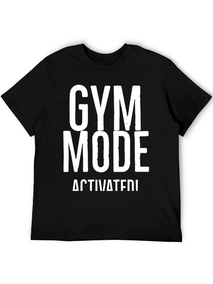 Gym Mode Activated Black Graphic T-Shirt