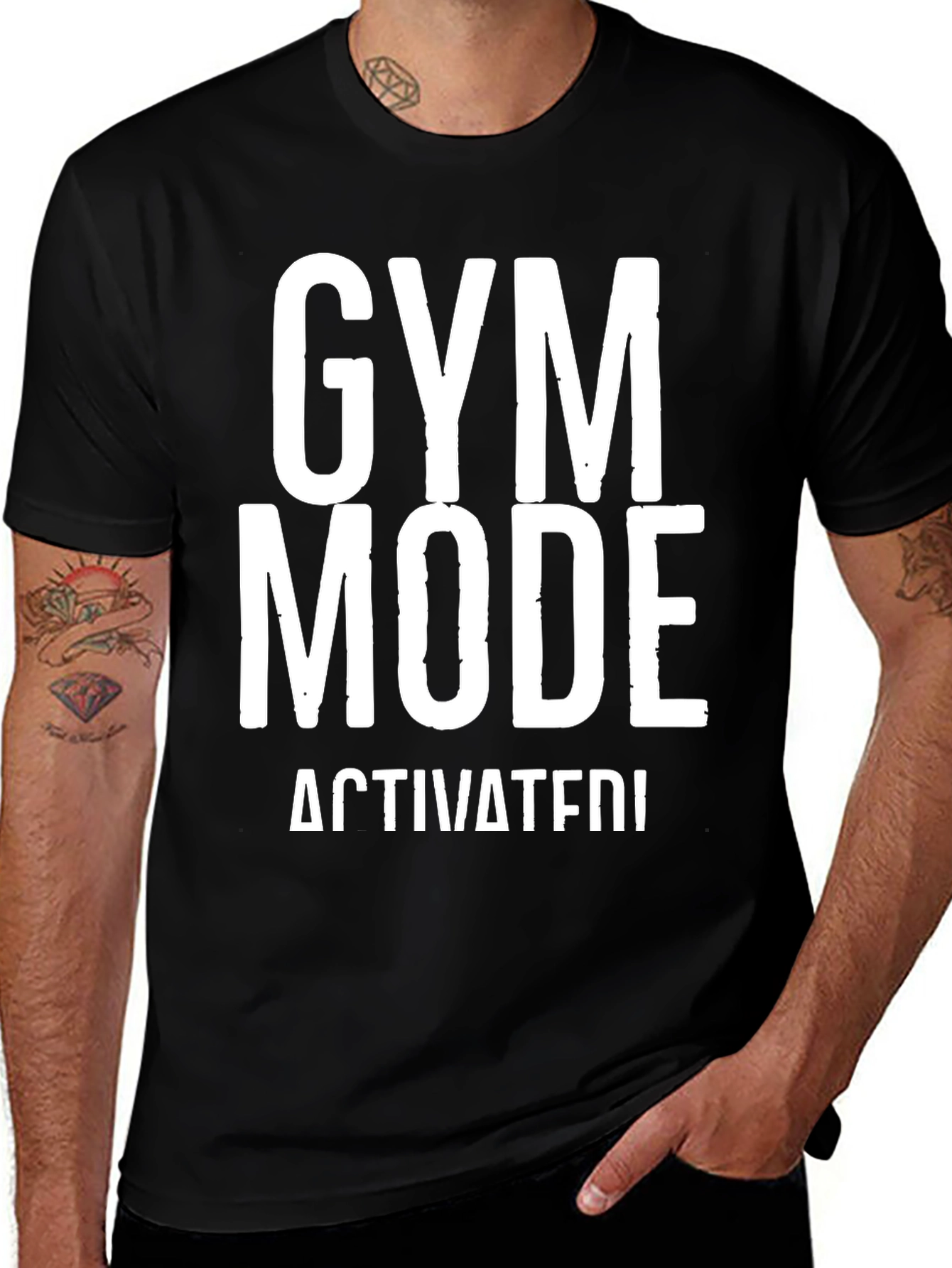 Gym Mode Activated Black Graphic T-Shirt