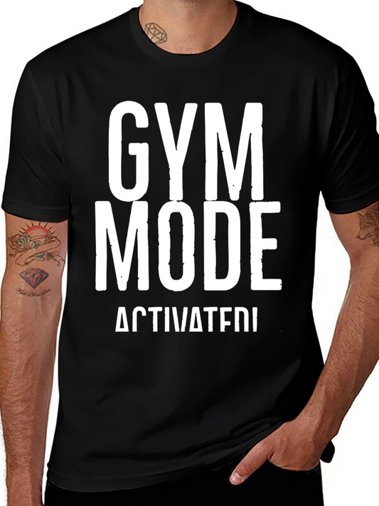Gym Mode Activated Black Graphic T-Shirt