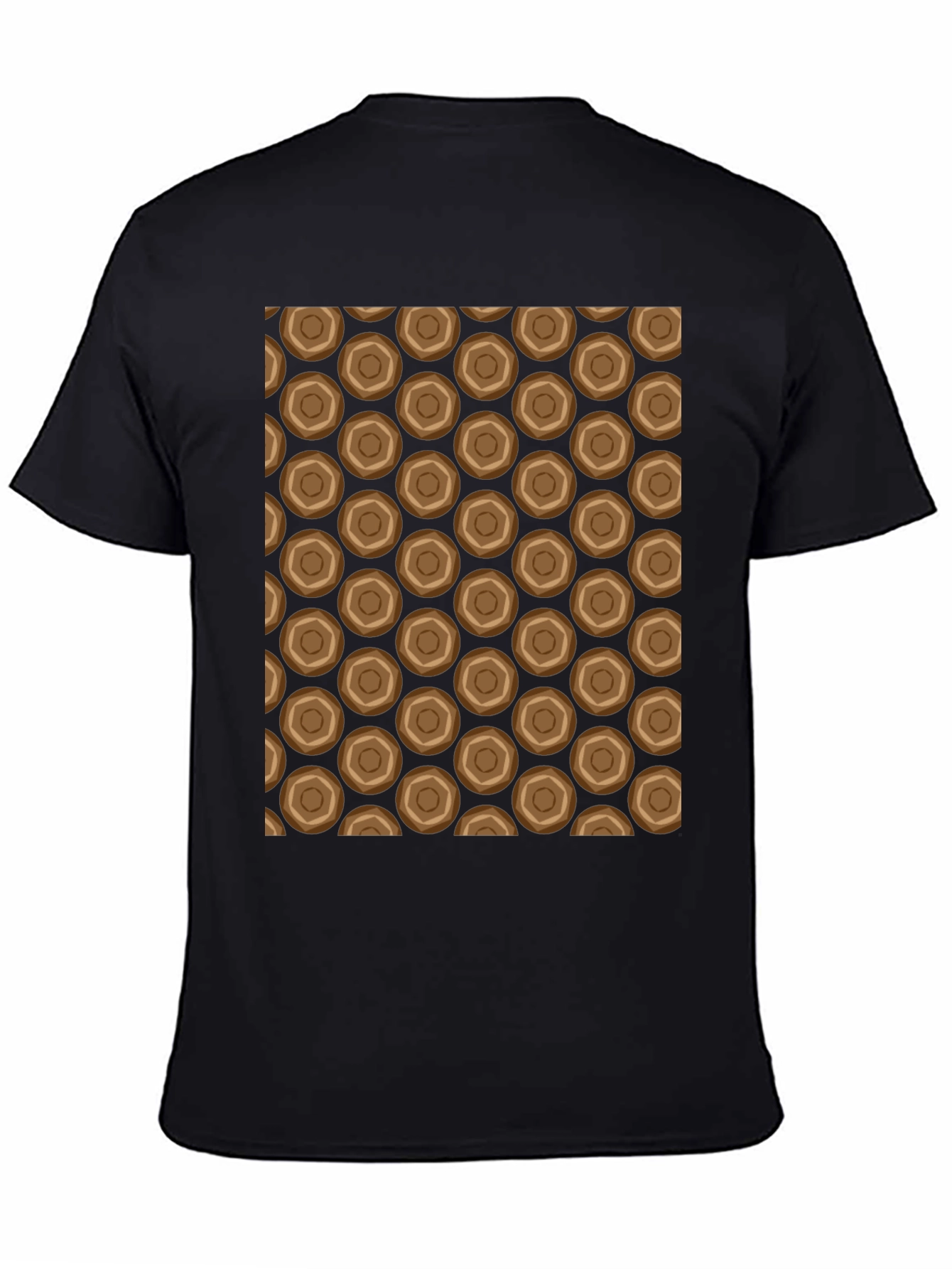 Honeycomb Patterned Black Crew Neck T-Shirt