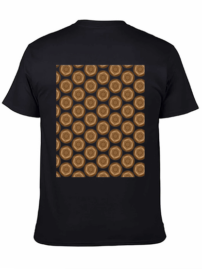 Honeycomb Patterned Black Crew Neck T-Shirt