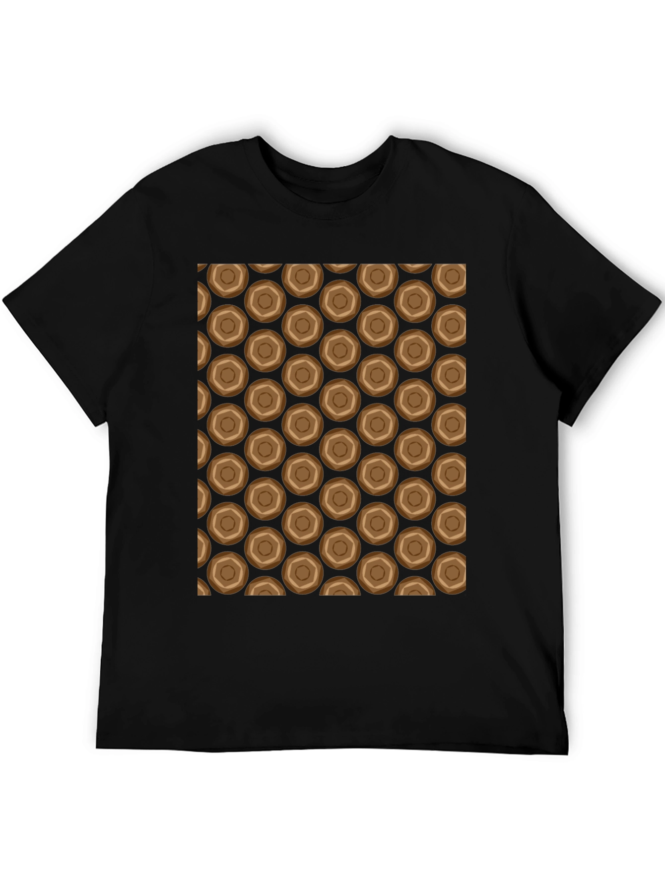 Honeycomb Patterned Black Crew Neck T-Shirt