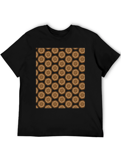 Honeycomb Patterned Black Crew Neck T-Shirt