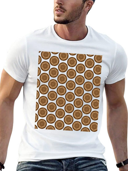 Honeycomb Patterned Black Crew Neck T-Shirt