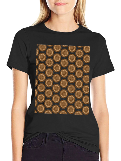 Honeycomb Patterned Black Crew Neck T-Shirt