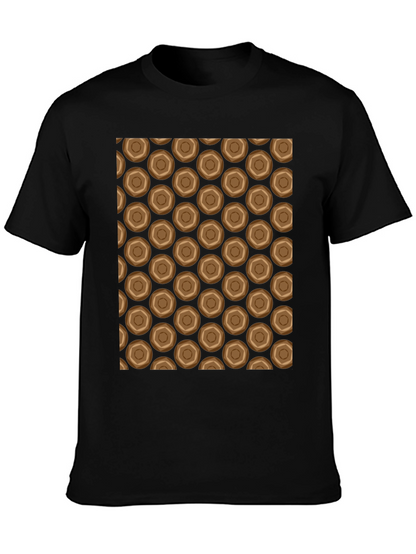 Honeycomb Patterned Black Crew Neck T-Shirt