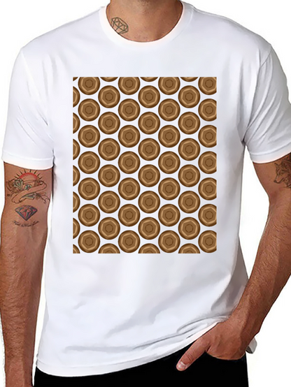Honeycomb Patterned Black Crew Neck T-Shirt