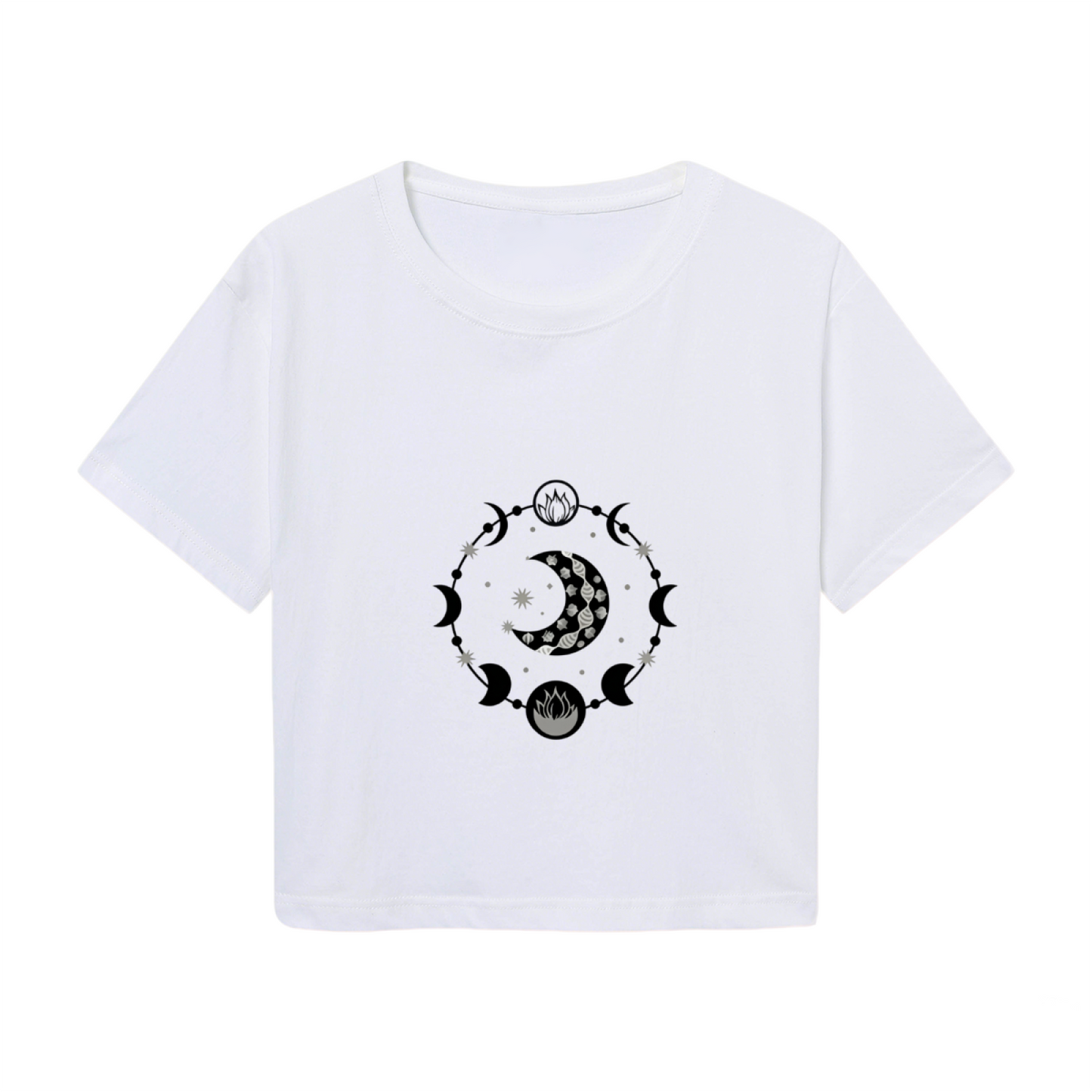 Mystical Moon Phase Witchy Aesthetic Casual Crop Top