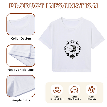 Mystical Moon Phase Witchy Aesthetic Casual Crop Top
