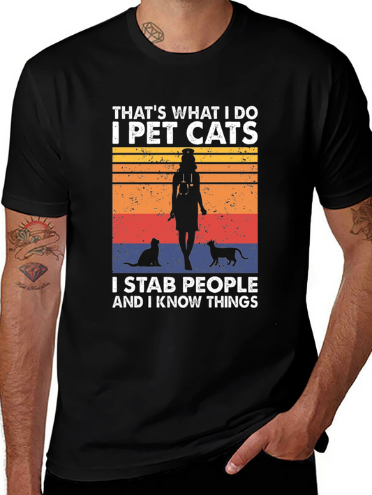 I Pet Cats T-Shirt - Funny Novelty Tee