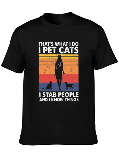 I Pet Cats T-Shirt - Funny Novelty Tee
