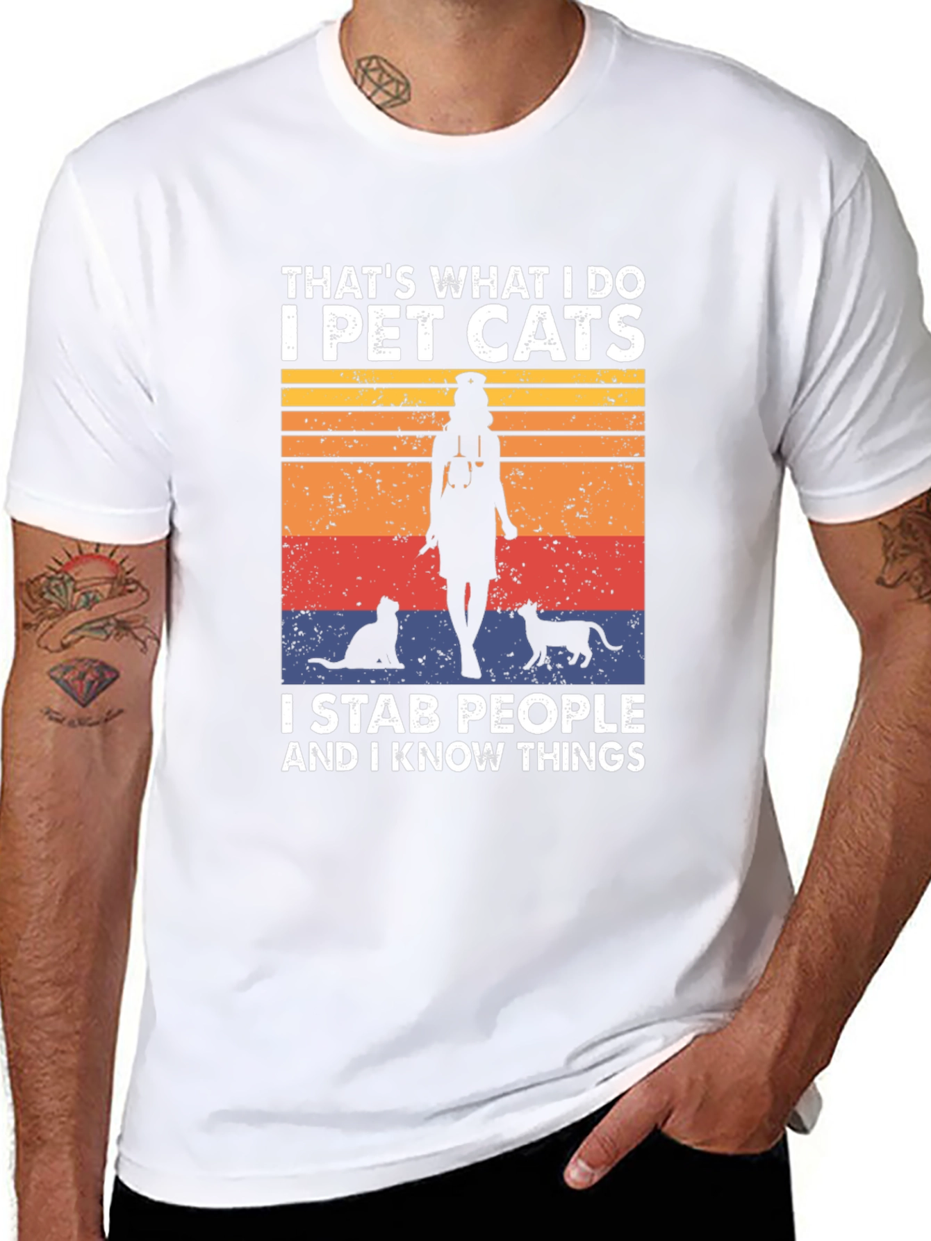 I Pet Cats T-Shirt - Funny Novelty Tee