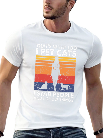 I Pet Cats T-Shirt - Funny Novelty Tee