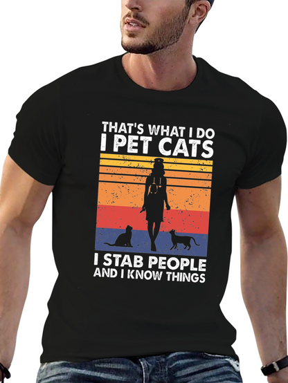 I Pet Cats T-Shirt - Funny Novelty Tee