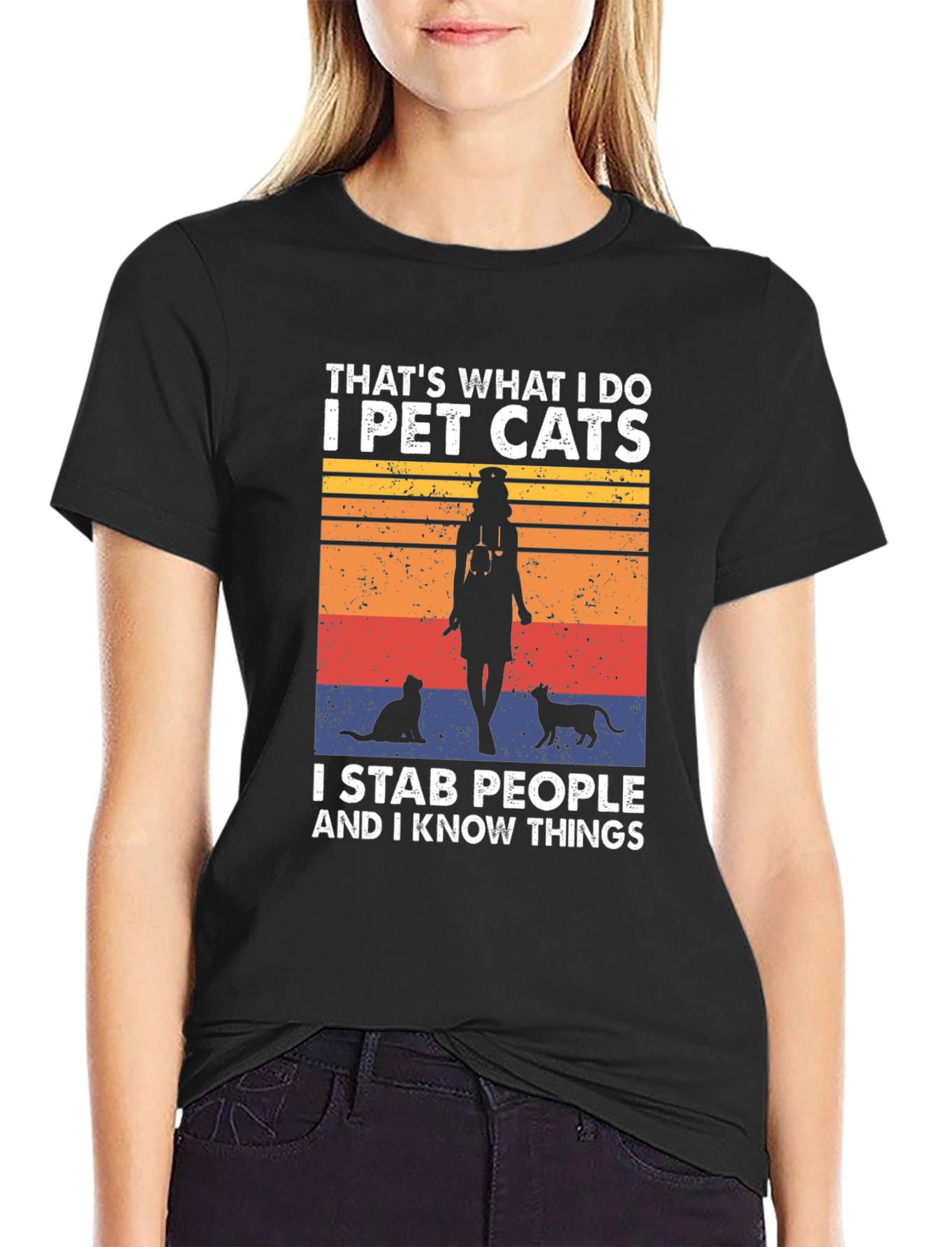 I Pet Cats T-Shirt - Funny Novelty Tee