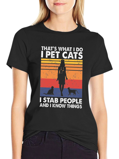 I Pet Cats T-Shirt - Funny Novelty Tee