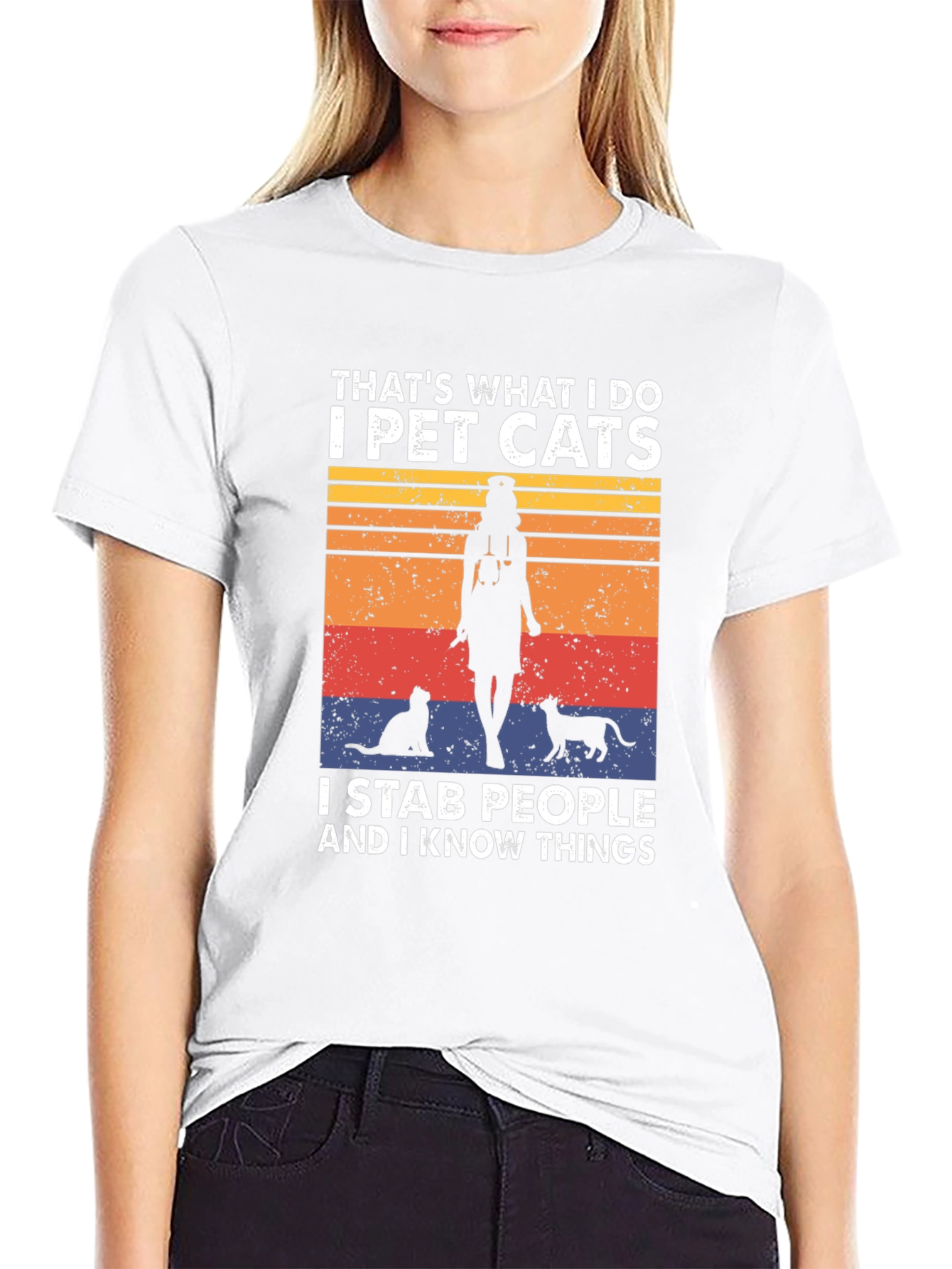 I Pet Cats T-Shirt - Funny Novelty Tee