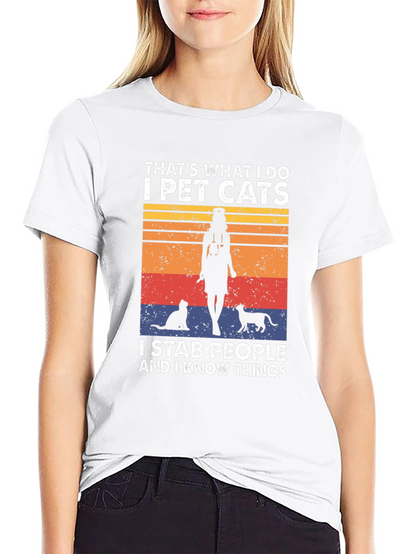 I Pet Cats T-Shirt - Funny Novelty Tee