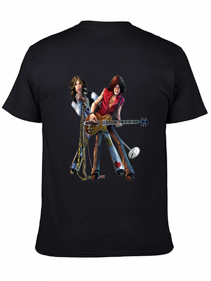 Rock Band Graphic Print Black T-Shirt