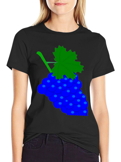 Novelty Grape Design Black T-Shirt