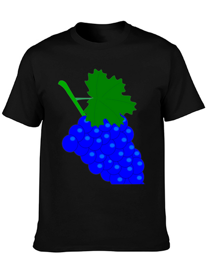 Novelty Grape Design Black T-Shirt