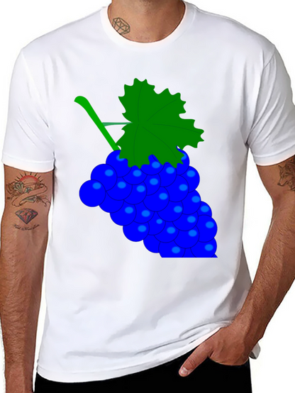 Novelty Grape Design Black T-Shirt