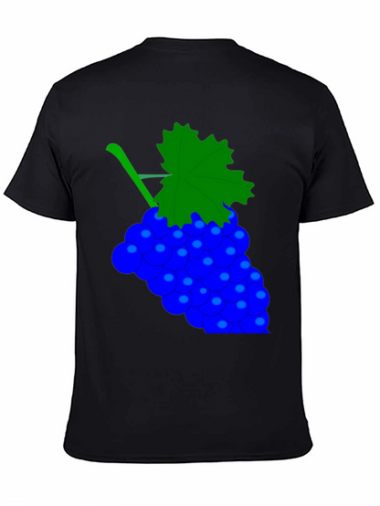 Novelty Grape Design Black T-Shirt