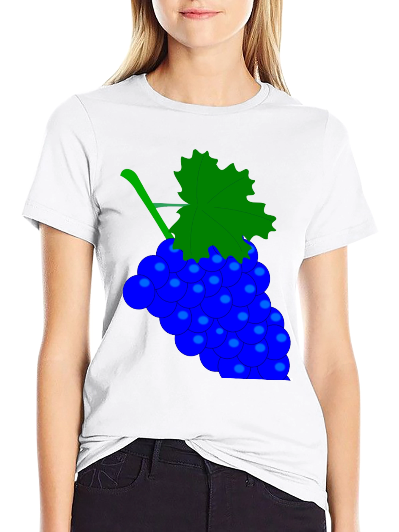 Novelty Grape Design Black T-Shirt