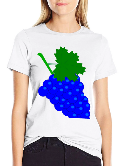 Novelty Grape Design Black T-Shirt