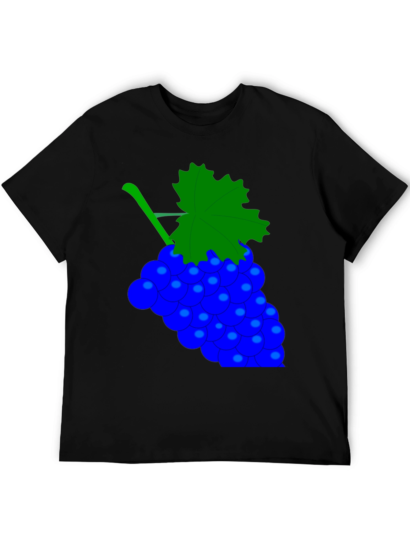 Novelty Grape Design Black T-Shirt