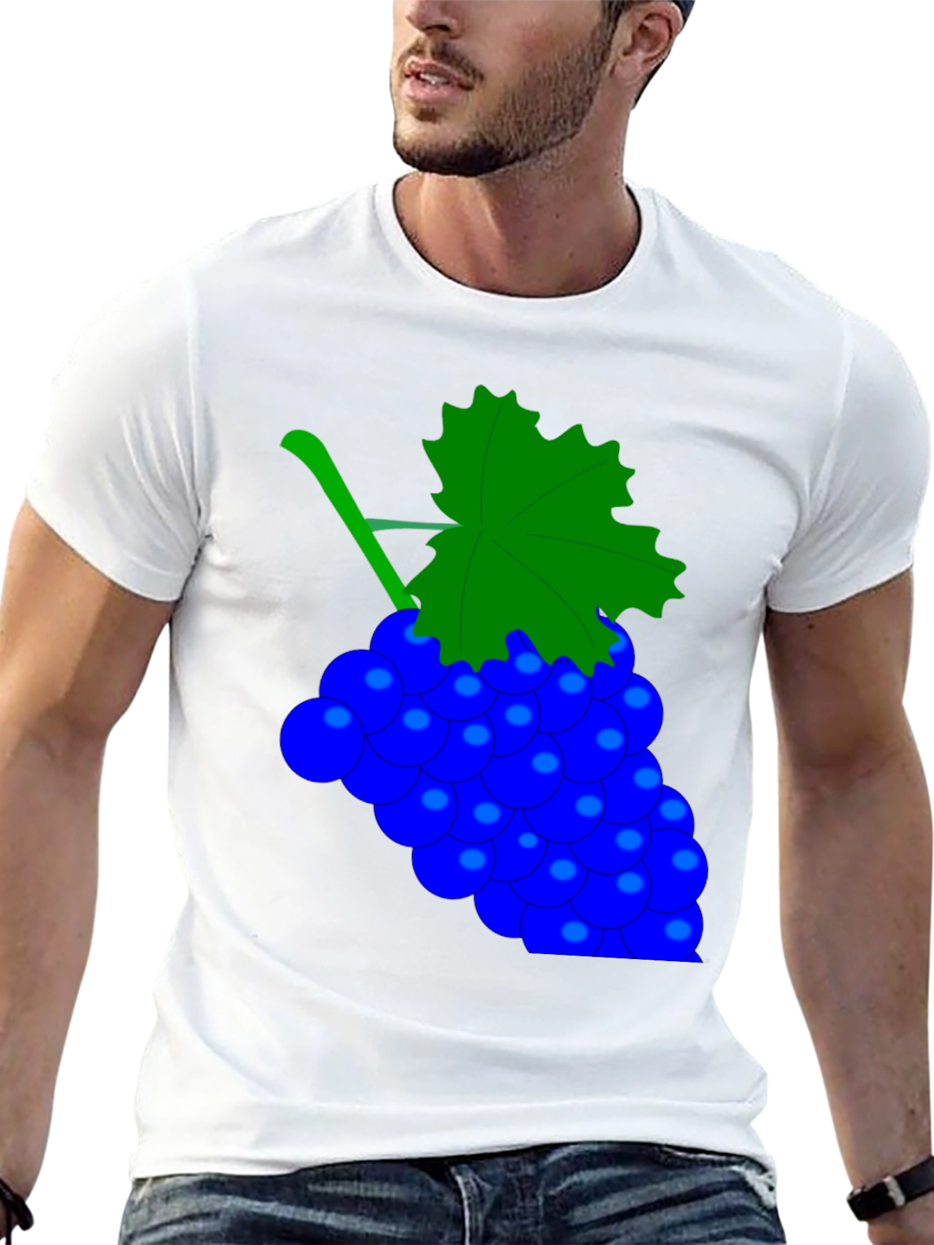 Novelty Grape Design Black T-Shirt