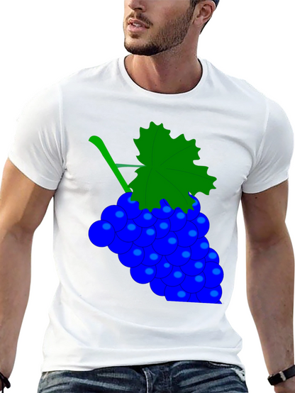 Novelty Grape Design Black T-Shirt