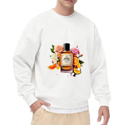 Perfume Bottle Roses Crewneck Sweatshirt - Floral Art Aesthetic Design Pullover