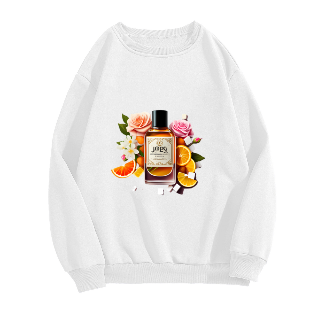 Perfume Bottle Roses Crewneck Sweatshirt - Floral Art Aesthetic Design Pullover