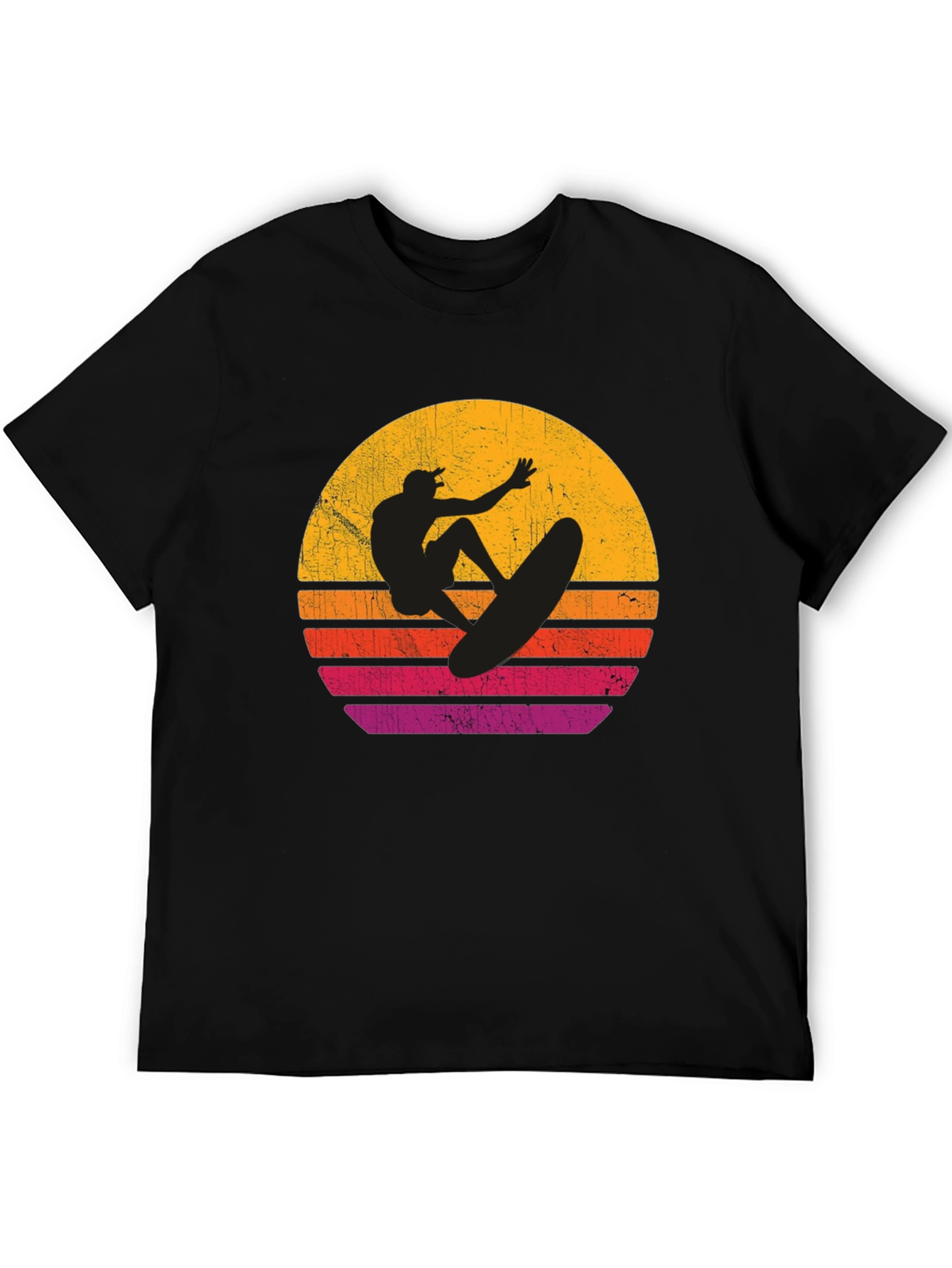 Surfer Sunset Graphic T-Shirt - Black Cotton Tee