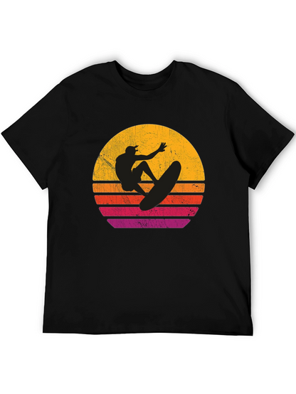 Surfer Sunset Graphic T-Shirt - Black Cotton Tee
