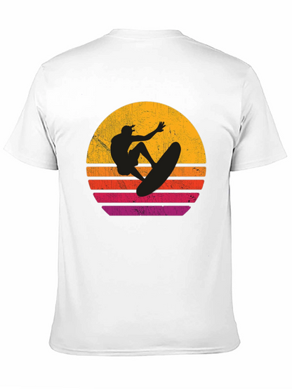 Surfer Sunset Graphic T-Shirt - Black Cotton Tee