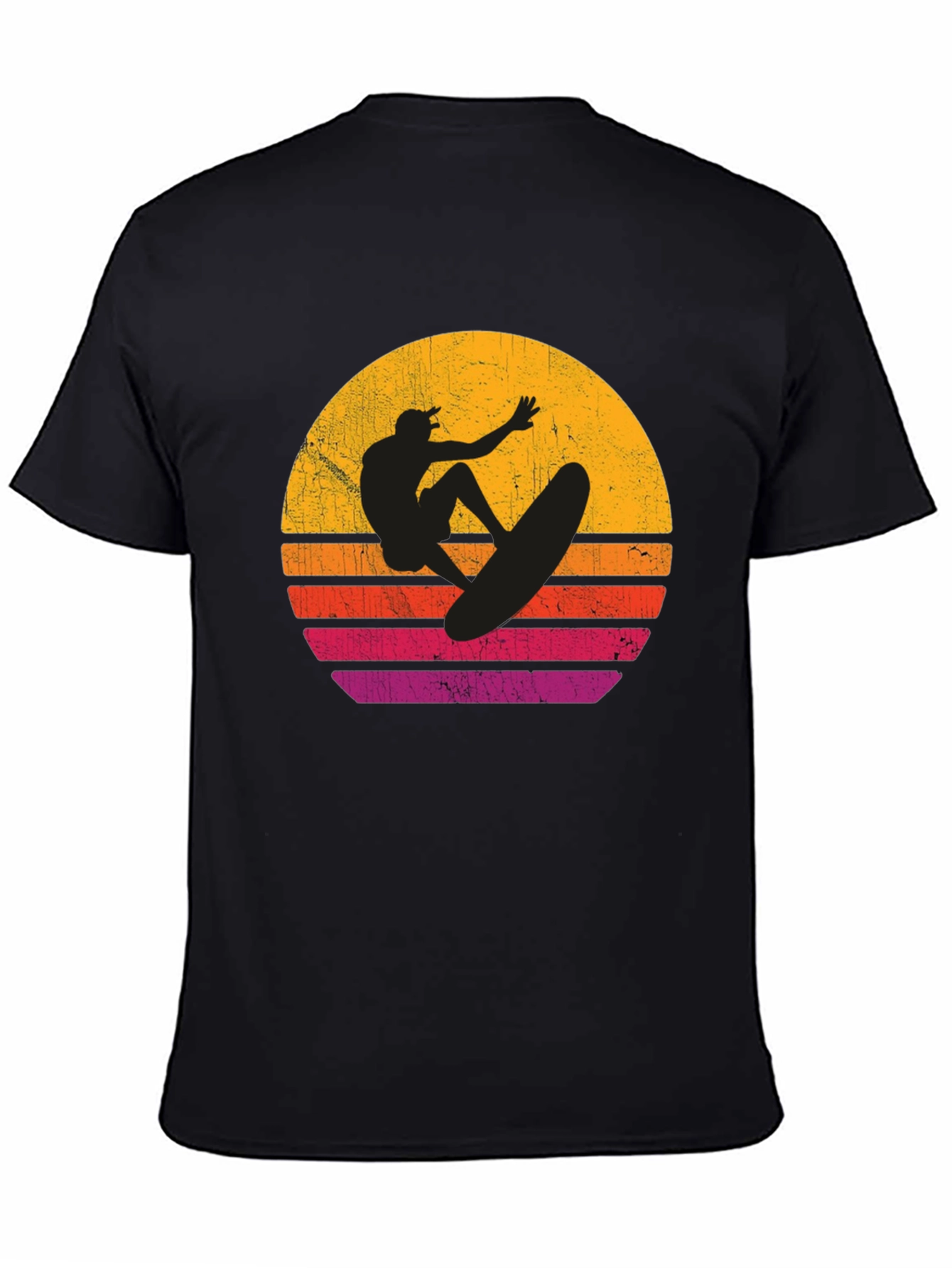 Surfer Sunset Graphic T-Shirt - Black Cotton Tee