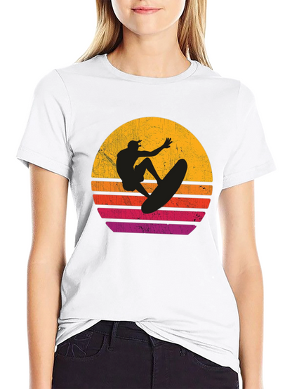 Surfer Sunset Graphic T-Shirt - Black Cotton Tee