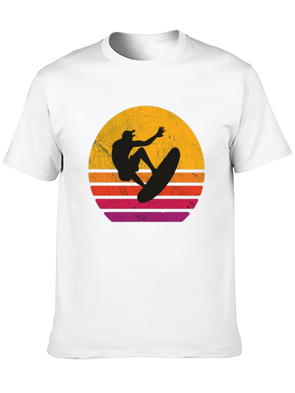 Surfer Sunset Graphic T-Shirt - Black Cotton Tee