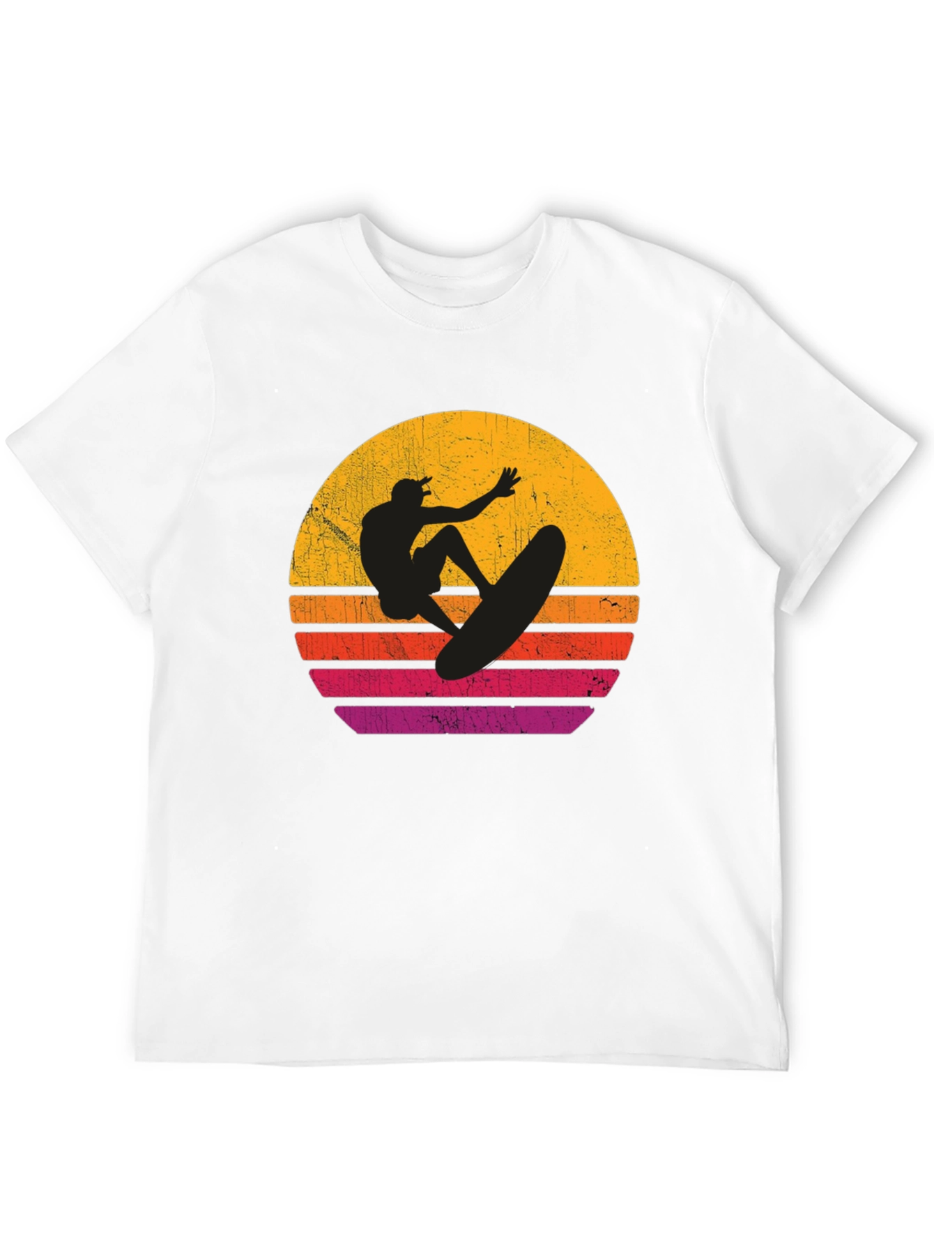 Surfer Sunset Graphic T-Shirt - Black Cotton Tee