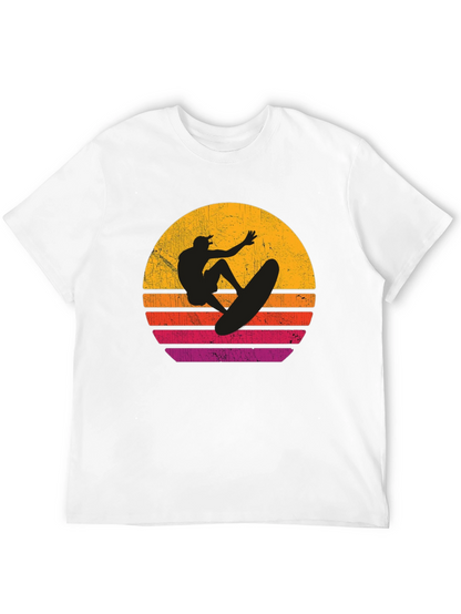 Surfer Sunset Graphic T-Shirt - Black Cotton Tee